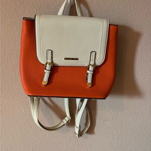 White and Orange Backpack Purse by